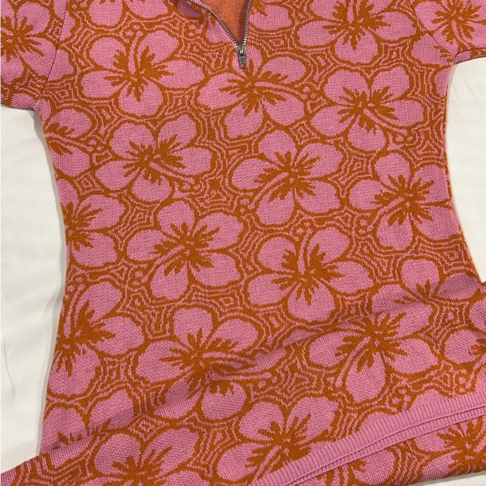 Floral Pink and Orange Knit Top